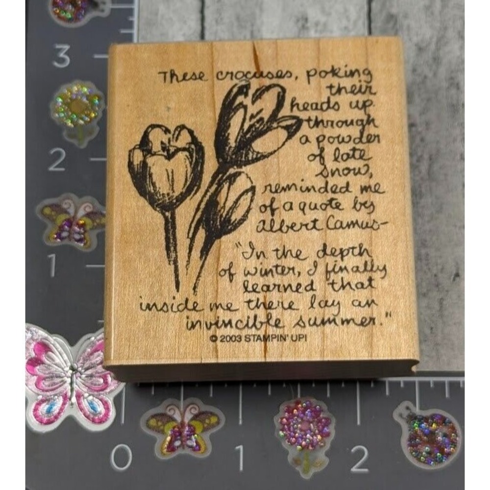 Stampin' Up! Crocuses Poking Heads Up Spring 2003 Rubber Stamp Wood #K36